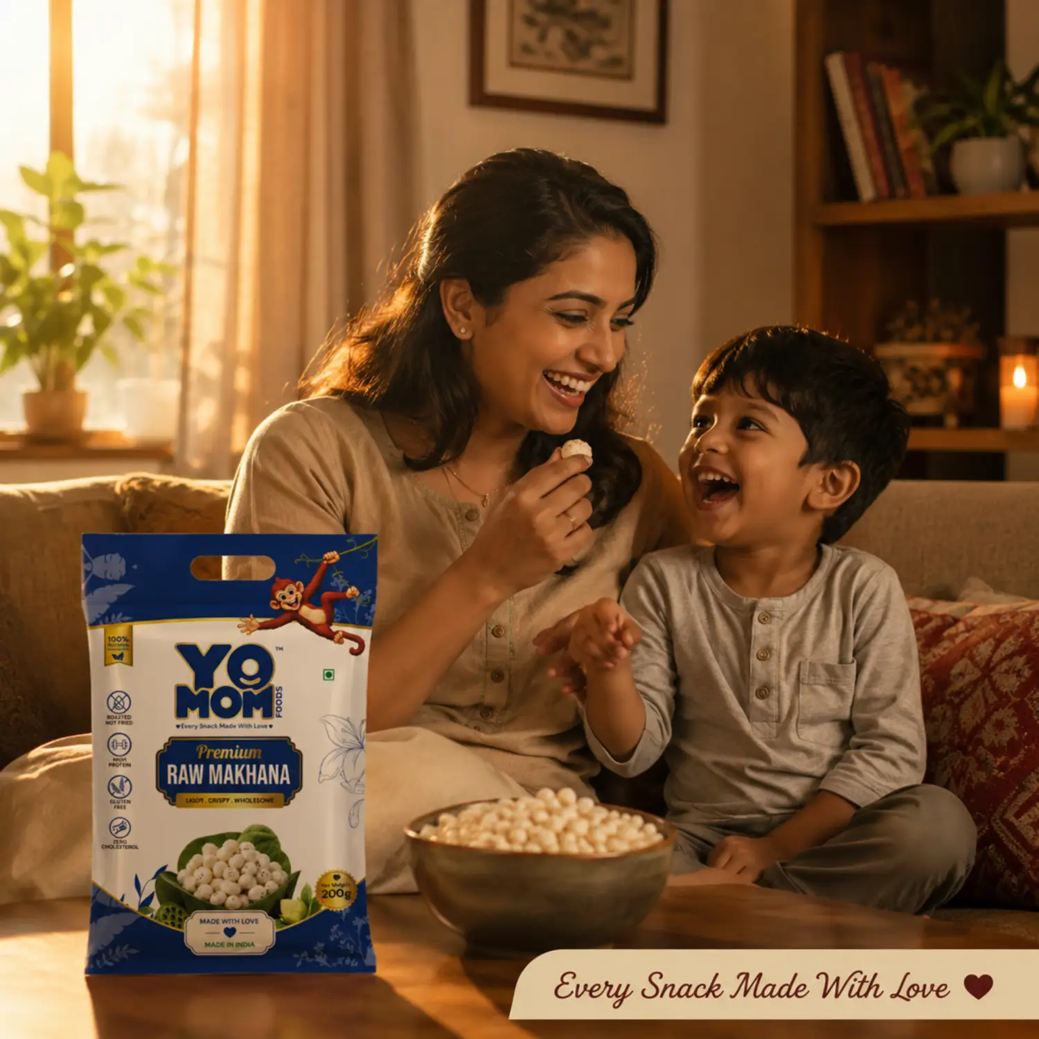 Yomomfoods Premium Roasted Makhana (Fox Nuts) | 200gm | Rich in Protein & Fiber - Image 2