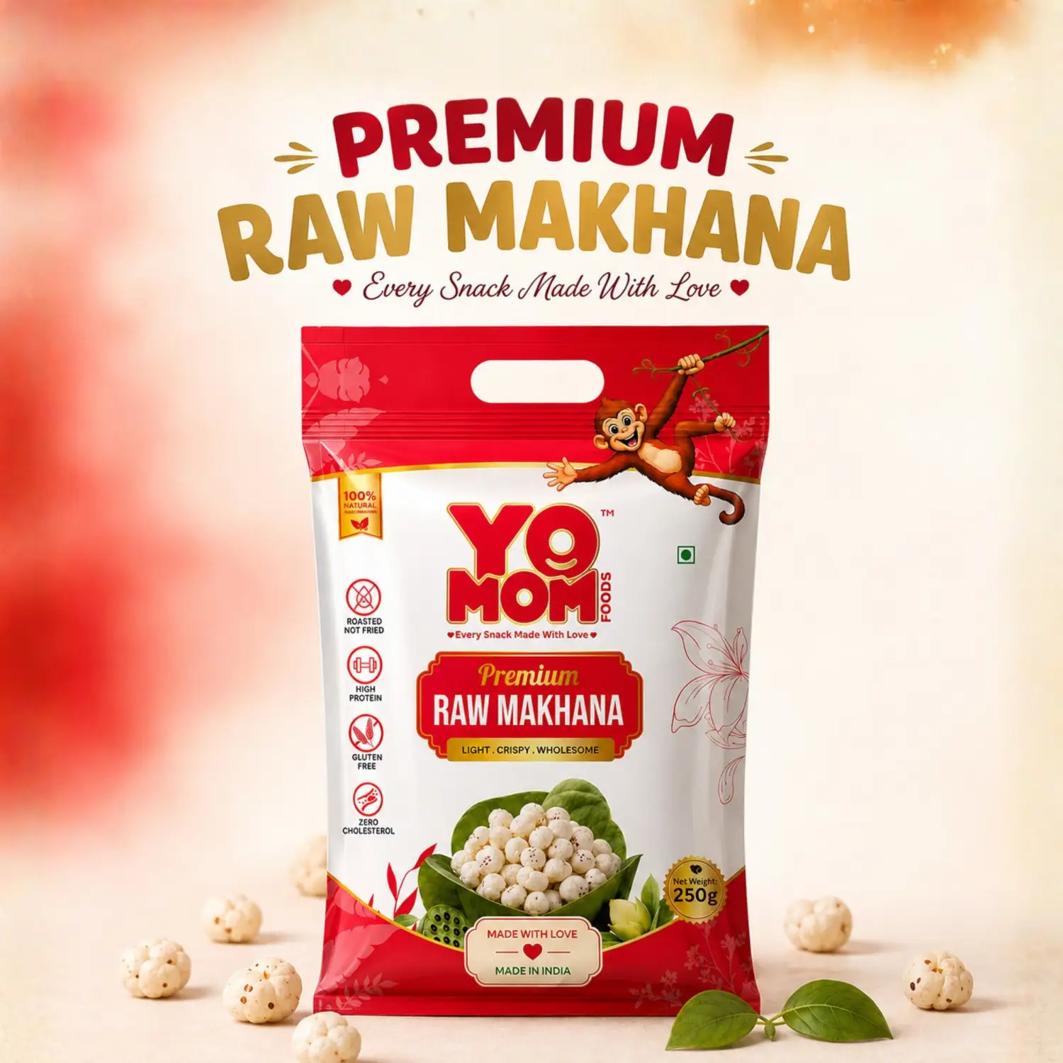 Yomomfoods Premium Raw Makhana (Fox Nuts) | 250gm | Rich in Protein & Fiber - Image 7