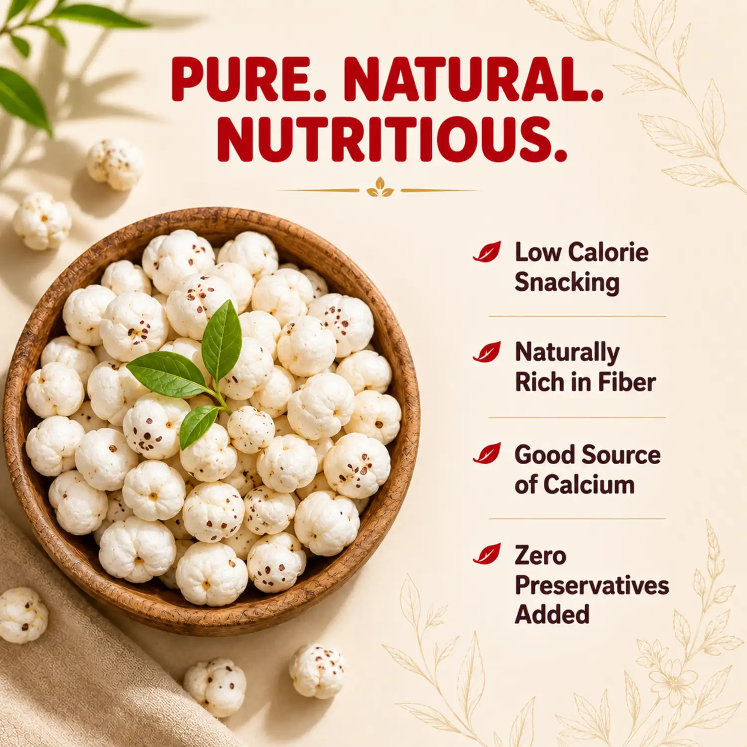 Yomomfoods Premium Raw Makhana (Fox Nuts) | 250gm | Rich in Protein & Fiber - Image 4